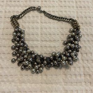Gray pearl statement necklace